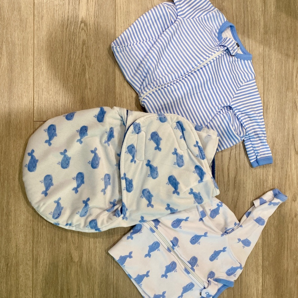 Blue Whale Baby Swaddle/Sleeper Set 0-3 Months